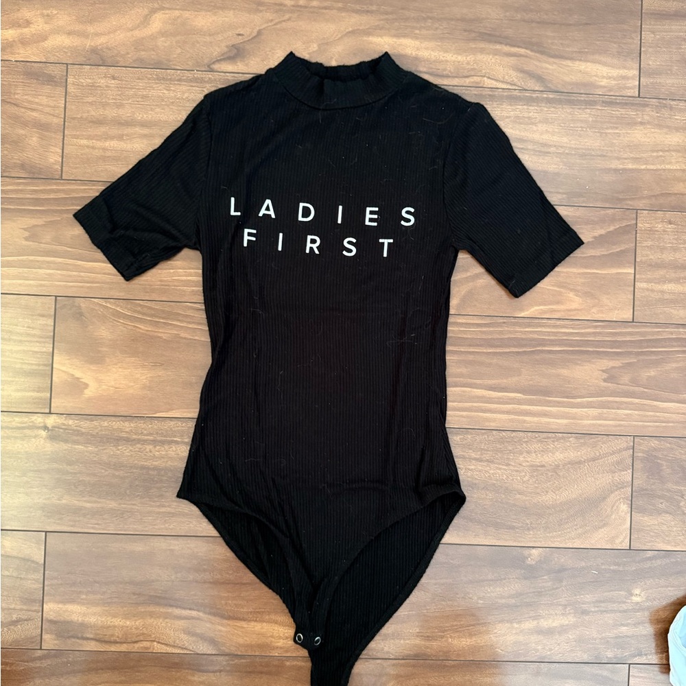 Forever 21 Black 'Ladies First' Bodysuit